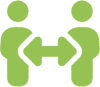 A green square with two people holding hands.